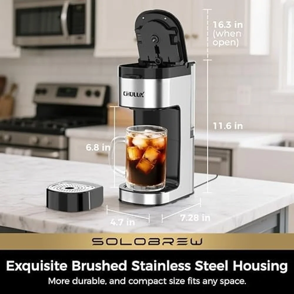 CHULUX Single Serve Coffee Maker SOLOBREW 2-in-1 Capsule & Ground Coffee Machine